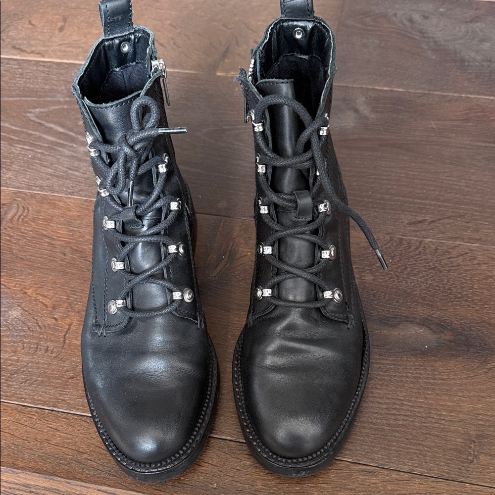 Women’s Black Leather Boots by Mango